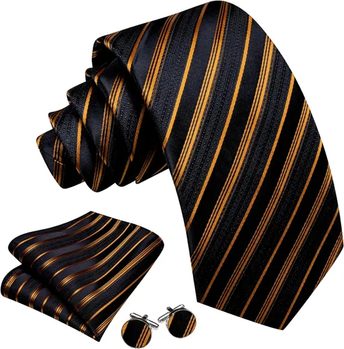 Miniatura 334 de Barry.Wang Juego de corbatas para hombre, corbata de seda a rayas, tejido a cuadros, gemelos formales, negocios, boda