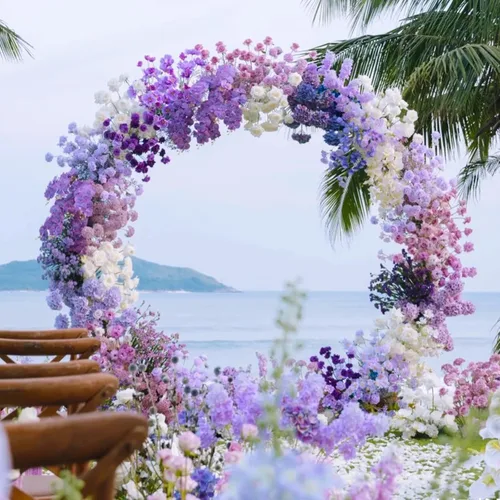Miniatura 5 de Fomcet Arco de Boda de 5 Pies de Metal Dorado Redondo Soporte de Fondo Circular Marco de Arco de Globos Arcos de Boda para Ceremonia Fiesta
