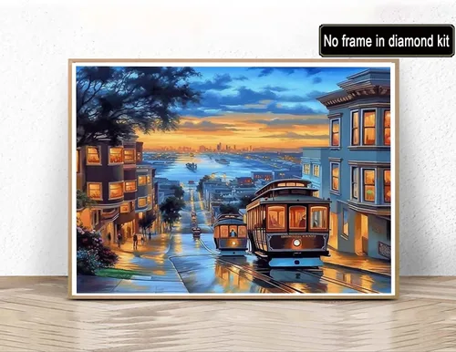 Kaliosy Kit de pintura por números para adultos pueblos pequeños, pintura al óleo, paisajes sobre lienzo, pintura con pinceles, acrílico,