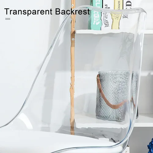 Miniatura 5 de Silla de escritorio de acrílico transparente, sillas fantasmas modernas con ruedas, bonita silla de plástico con ruedas sin brazos con altura