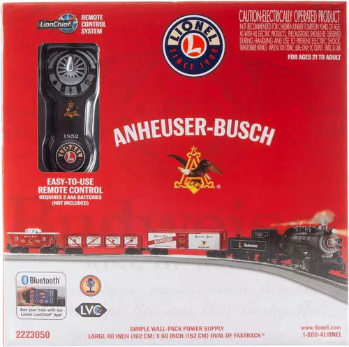 Miniatura 6 de Lionel Anheuser Busch Budweiser - Juego de tren eléctrico de calibre O Bluetooth 5.0 con control remoto, control de voz, luces, sonidos y humo, a