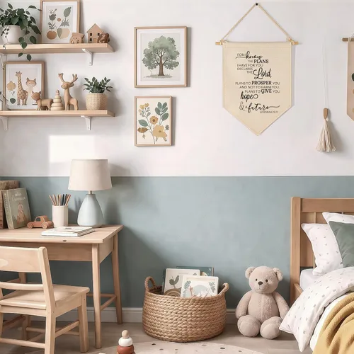 Miniatura 5 de For I Know The Plans - Letrero de versículo bíblico, decoración de bandera, regalo para bebés, niños, niñas, recién nacidos, letrero de pared