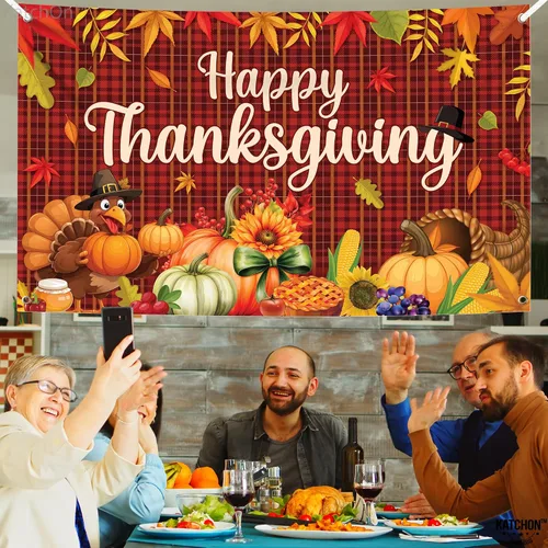 Miniatura 6 de KatchOn, Cartel de Feliz Acción de Gracias – XL, 72 x 44 pulgadas Fondo de decoración de feliz Acción de Gracias para decoraciones de cosecha