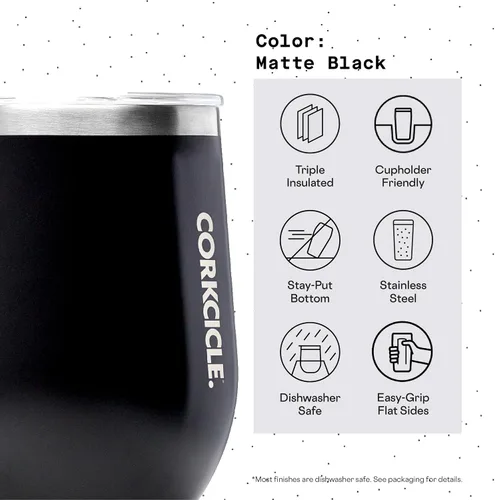 Miniatura 4 de Corkcicle Vaso de vino sin tallo, mantiene las bebidas frías durante 6 horas, acero inoxidable con triple aislamiento, base antideslizante, regalo