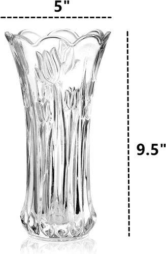 Miniatura 2 de Dicunoy Juego de 2 jarrones de flores de cristal, jarrones grandes de 9.5 pulgadas para centros de mesa, modernos jarrones acampanados de cristal