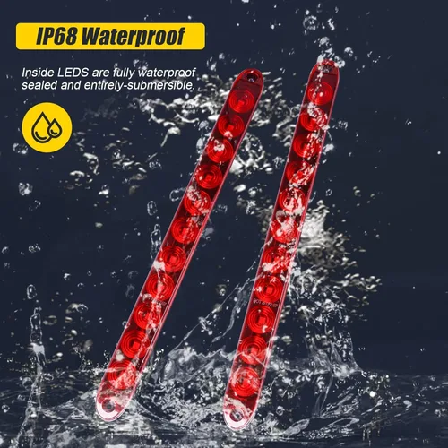 Miniatura 3 de Barra de luz roja para remolque, barra de luz trasera de 11 LED de 15 pulgadas, para estacionamiento/freno/giro/señal/marcador, luces de remolque