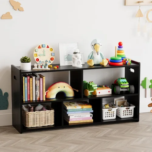 Miniatura 6 de SpaceAid Estantería de 5 Compartimentos, Librero Montessori para Niños Pequeños, Organizador de Estante de Libros de Madera, Muebles de Natural
