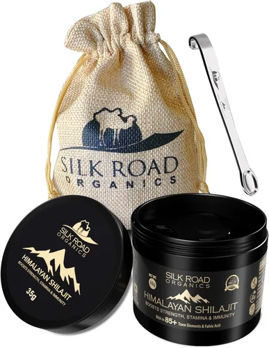 Shilajit Silk Road Organics - Resina pura de Shilajit del Himalaya con más de 85 oligoelementos y ácido fúlvico para energía y apoyo inmunológico,