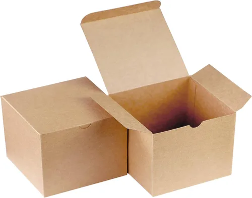 Xxcxpark 30 cajas de regalo de papel kraft marrón 5x5x3.5, caja de favor de fiesta de papel kraft con tapa para manualidades DIY, cubo, cupcake,