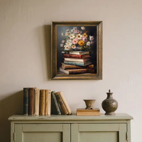 Miniatura 5 de Arte de Lienzo para Pared Moody Flower Books Póster Floral Vintage Impresión Arte de la Naturaleza Estético Flores Silvestres de Primavera Arte