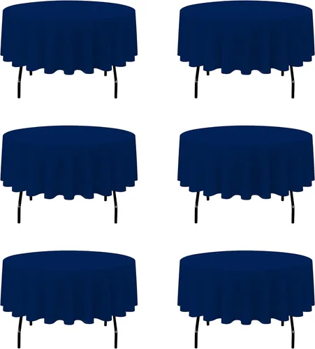 Miniatura 84 de BRILLMAX Paquete de 4 manteles redondos color azul rey de 132 pulgadas, tela de lino de poliéster lavable a granel, para bodas, recepciones, Azul