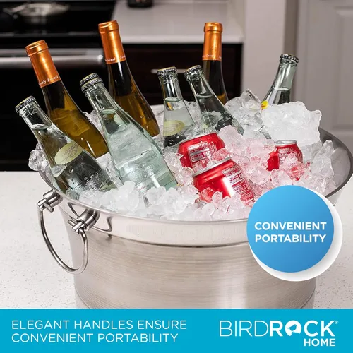 Miniatura 4 de BirdRock Home Bañera redonda de doble pared para bebidas Acero inoxidable Pequeña