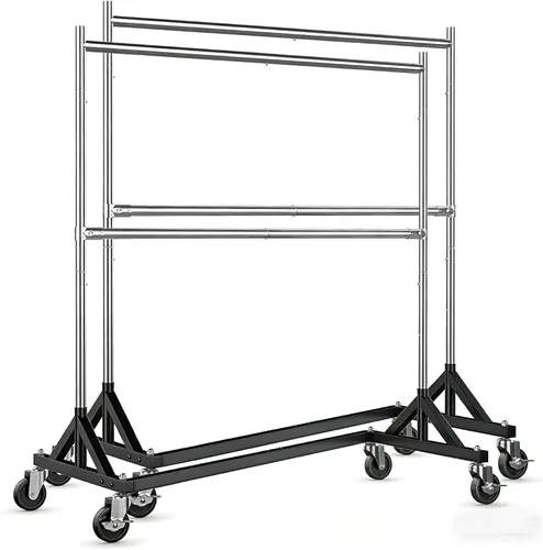 Miniatura 12 de HOKEEPER Perchero Z con capacidad para 500 libras, resistente perchero de ropa comercial para colgar ropa con ruedas, estante Z portátil