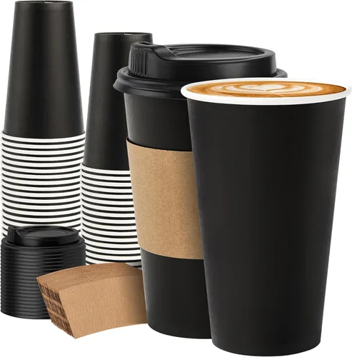 Miniatura 35 de METAPRINT 500 unidades de 12 onzas tazas de papel desechables para café, tazas de papel blancas para café caliente para cafeterías, bistrós, fiestas