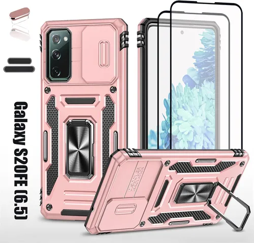Miniatura 9 de Funda resistente para Samsung Galaxy S20 FE (5G), protección híbrida de goma de doble capa de grado militar con protector de cámara deslizante