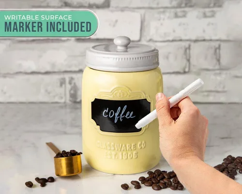 Miniatura 6 de Comfify Mason Jar - Juego de 3 recipientes de cerámica para cocina, juego de 3 recipientes de almacenamiento decorativos con tapas herméticas