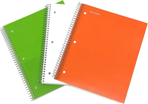 Miniatura 33 de Mintra Office Cuadernos de espiral duraderos, 3 materias (lavanda, verde salvia, salmón, rayas universitarias, paquete de 3)