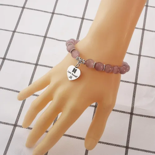 Miniatura 2 de LACAKU - Pulsera para niño Kpop BTS Bangtan dijes con textos en inglés amarte a ti mismo ARMY regalo de joyería para niños acero inoxidable JK-SJL