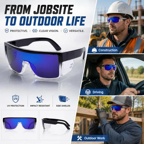 Miniatura 4 de Gafas de sol polarizadas de seguridad UV400 con certificación ANSI Z87.1 Espejo azul claro
