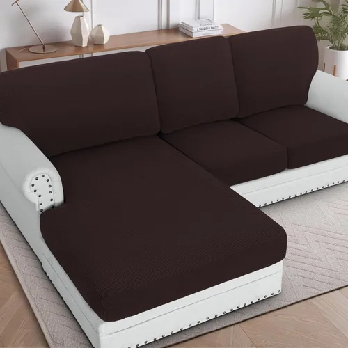 Miniatura 37 de H.VERSAILTEX Fundas para sofá seccional, 4 piezas, fundas de cojín de asiento de sofá en forma de L, fundas de cojín separadas para chaise longue