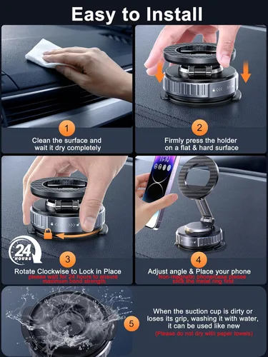 Miniatura 8 de snanlen 2026 Soporte de Teléfono para Coche Actualizado para Magsafe [Sución Más Fuerte de 108LBS] Soportes Magnéticos de Vacío Ajustables 360°