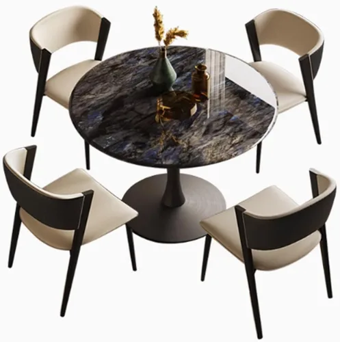 Miniatura 8 de YVYKFZD 5 Piece Kitchen Dining Table Set, Small Office Reception Room Club Table, Round Conference Table for 4, Simple Conference Room Table and
