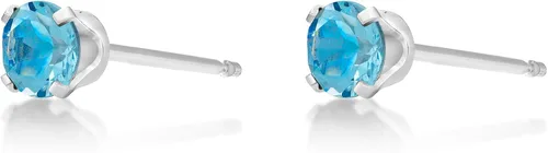 Miniatura 4 de Aretes redondos de piedras preciosas naturales para mujer en oro amarillo o blanco de 14 k con piedra natal de 0.197 in Lavari Jewelers