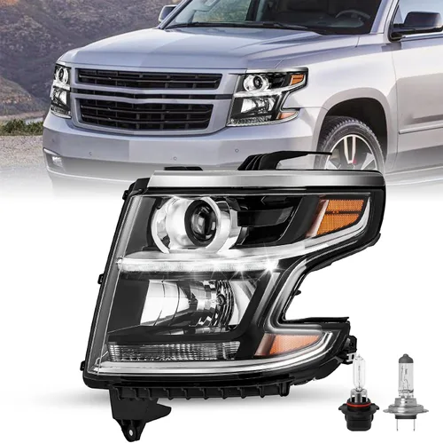 Miniatura 10 de JSBOYAT Conjunto de faros delanteros LED DRL proyector con bombillas para Chevy Tahoe 15-20/Suburban Halogen Headlamp