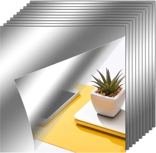 Miniatura 8 de Zonon Hojas de espejo flexibles autoadhesivas, no de vidrio, azulejos adhesivos para decoración de pared del hogar (20 piezas, 6 x 9 pulgadas)