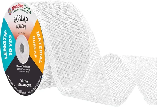 Miniatura 80 de Mandala Crafts Cinta de arpillera verde con alambre para corona, cinta de arpillera con alambre verde rústico de yute natural, 1 pulgada de ancho