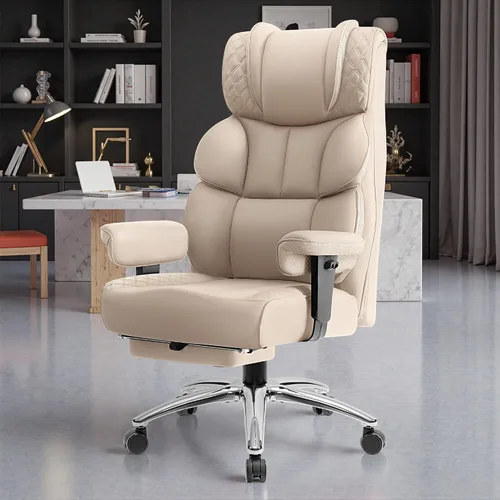 Miniatura 7 de BestGlory Silla de escritorio de oficina, silla grande y alta de cuero para juegos con reposapiés, amplia, ergonómica, cómoda, silla ejecutiva