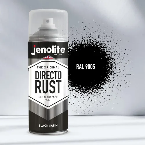 Miniatura 4 de JENOLITE Directorust - Pintura en aerosol satinada NEGRO 13.52 fl oz Pintura en aerosol semibrillante Superficies de madera, metal, Marrón