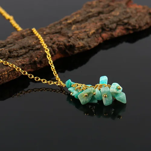 Miniatura 2 de TGH Collar con piedras preciosas naturales en Y, colgante de cristal curativo chapado en oro, cadena de latón de 16 + 2 pulgadas, joyería espiritual