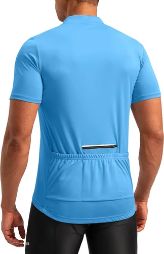 Bikewa Maillot de ciclismo para hombre que absorbe la humedad, manga corta, UPF media cremallera, ciclismo, ciclismo de carretera, camisas para