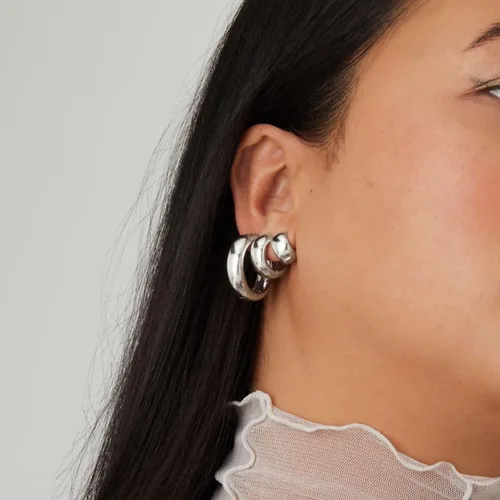Miniatura 5 de CONRAN KREMIX Aretes de aro pequeños y gruesos de oro, ligeros, para mujeres y niñas