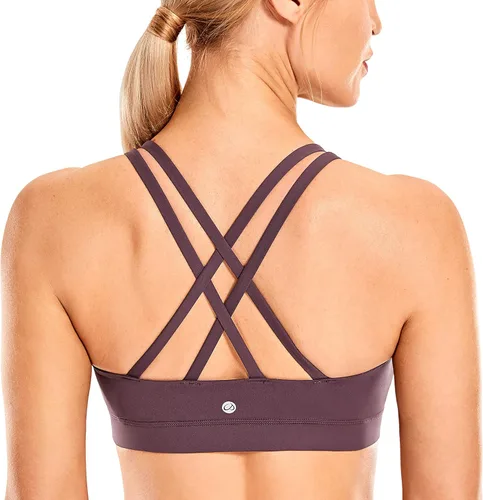 CRZ YOGA Brasier deportivo con tirantes delgados para mujer, para fitness o ejercicio físico, brasier con relleno y espalda cruzada para yoga