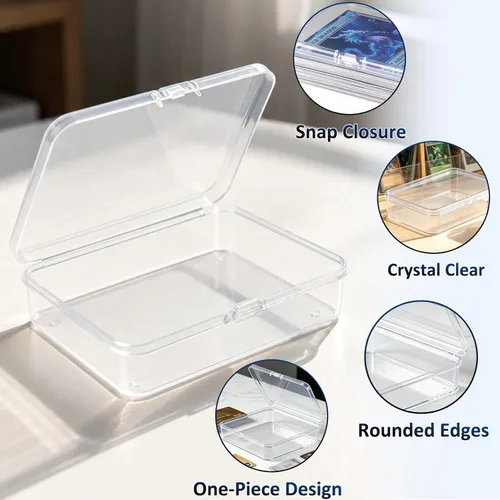 Miniatura 3 de Kitoyz Juego de cartas de plástico transparente, caja de almacenamiento de tarjetas de acrílico compatible con fundas coleccionables para tarjetas