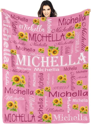 Miniatura 18 de Manta personalizada con nombre, manta personalizada con nombre, mantas personalizadas con texto, mantas de girasol, regalo personalizado para el día