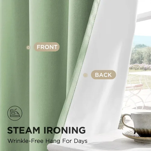 Miniatura 7 de Joydeco Cortinas opacas de lino para dormitorio, con ojales de 90 pulgadas de largo, cortinas resistentes para sala de estar, cortinas con Verde