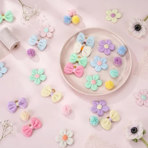 Miniatura 4 de Janinka 36 lazos para el pelo de perro con bandas de goma, lazos de flores de mariposa para perros pequeños y niñas, lindo lazo elástico de perlas