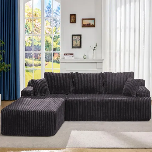 Miniatura 21 de Hobestluk Sofá modular modular sin hueso, sofá en forma de L, sofá modular de 3 asientos, sofá modular de espuma viscoelástica para muebles de sala