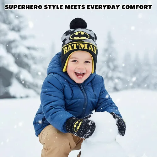 Miniatura 27 de DC Comics Conjunto de 2 pares de guantes o manoplas de invierno de Batman para niños (niños pequeños)