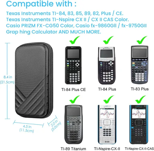 Miniatura 2 de Fintie Funda de transporte para calculadora gráfica Texas Instruments TI-Nspire CX II CAS/Tl-Nspire-CX-ll, TI-84 Plus/CE Calculadoras gráficas a