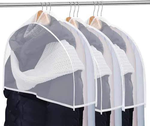 Miniatura 9 de Patelai 8 fundas de hombro para colgar ropa de 24 x 12 pulgadas, fundas de plástico transpirables para colgar ropa, protectores contra el polvo