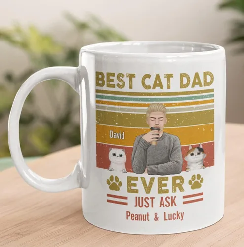 Miniatura 6 de Taza de café personalizada para los amantes de los gatos, taza personalizada con el mejor gato que papá nunca acaba de preguntar, ideas de regalos