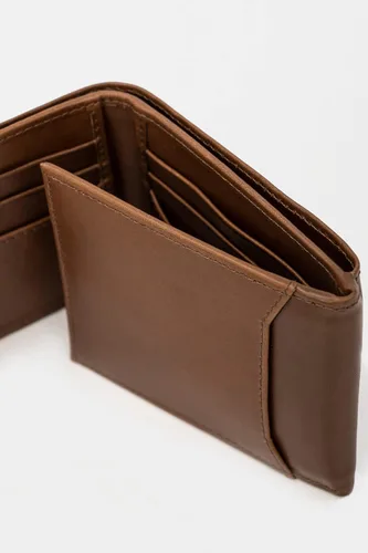 Miniatura 5 de VELEZ Carteras de cuero genuino para hombre, Café nogal, Cartera triple