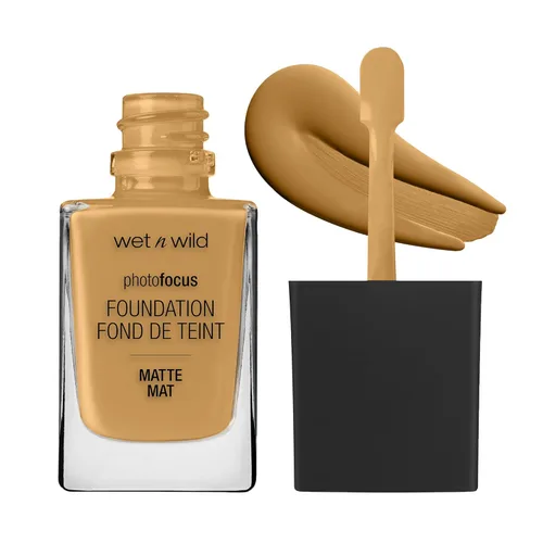 wet n wild - Base líquida Photo Focus con acabado mate, vegana y libre de crueldad animal, color ámbar beige (Amber Beige)