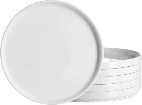 Onniyor Juego de platos llanos de porcelana, platos redondos para ensalada de postre, platos para servir de 10 pulgadas, platos planos resistentes a