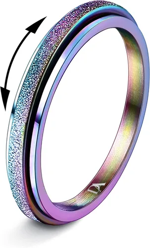 Miniatura 11 de Diamday Anillos para la ansiedad para mujeres y hombres, 2 0.157 in, anillo giratorio de acero de titanio para aliviar la ansiedad y el estrés