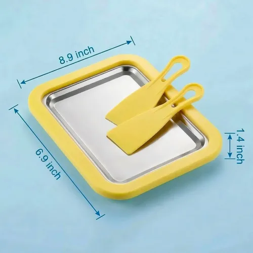 Miniatura 3 de At-Home - Máquina de helados enrollada – Molde de congelación instantánea mágica para servir suave y yogur congelado. Bandeja de helado fácil